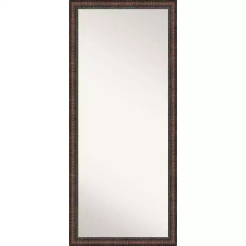 Amanti Art 28x64 Non-Beveled Full Length Floor Leaner Caleb Brown Framed Mirror: Rustic Farmhouse Style, Polystyrene Frame