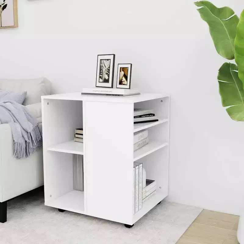 White Engineered Wood Storage Cabinet, Medium Size, Sleek Design