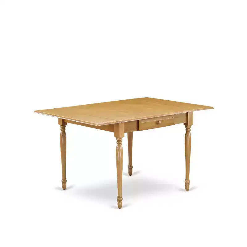 HomeStock 3-Pc Natural Brown Oak Finish Solid Wood Top with Dropleaf Dining Table Set - Seats 2
