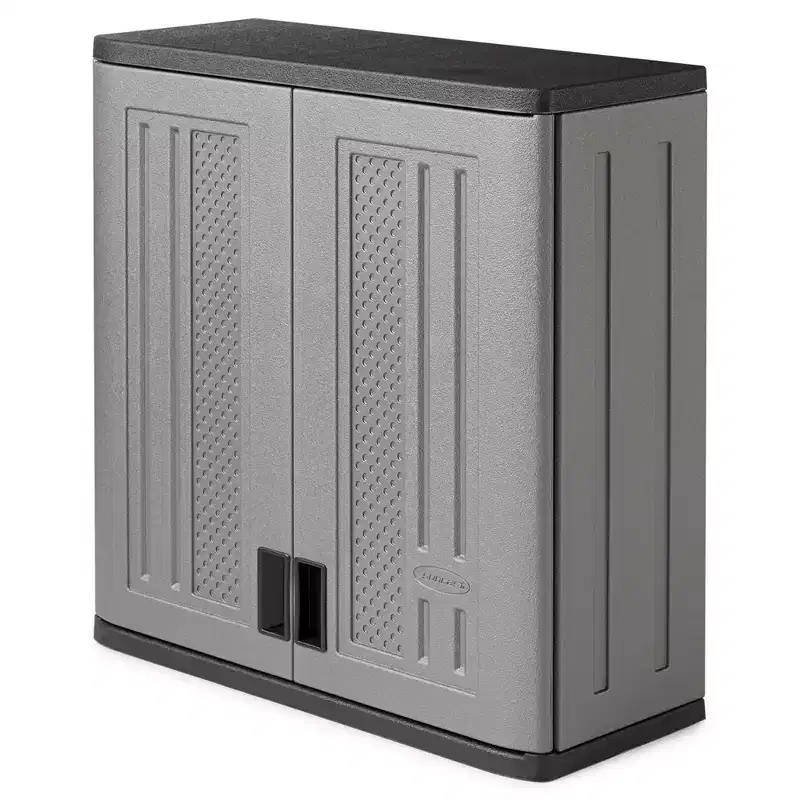 Suncast Single Shelf Wall Cabinet w/Wall Mounted Hand Tool Organizer (2 Pack)