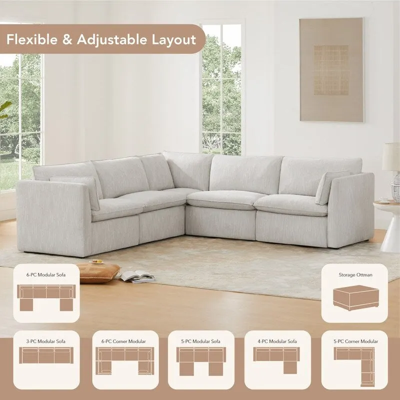 Cypress L-shape Sectional Couches Modular Sofa with Ottoman