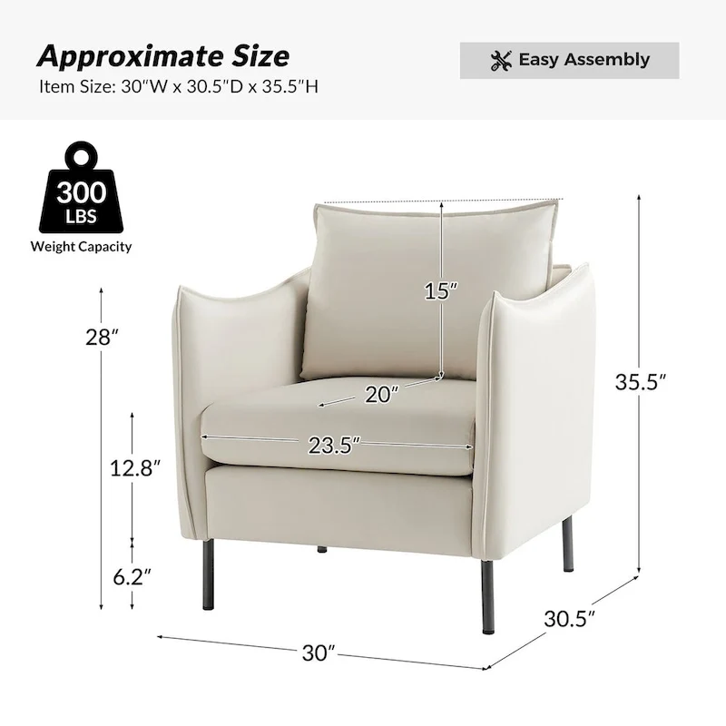 Christopher Modern Anti-scratch Fabric Armchair with Black Metal Legs Set of 2 by HULALA HOME