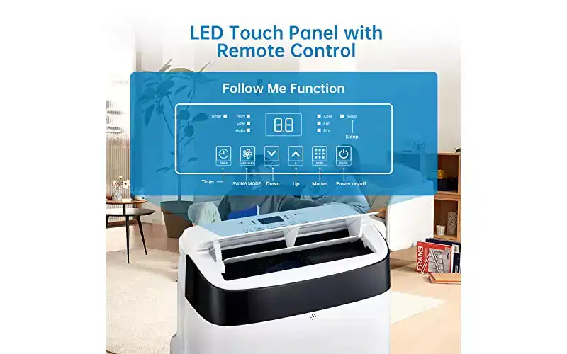 GustoWave 10,000 BTU Portable Air Conditioner - 3-in-1 AC with Remote, Dehumidifier & Fan, Cools Up to 450 Sq.Ft, Quiet, 24H Timer