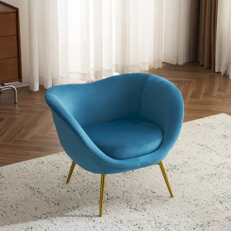 Christopher Knight Home - Eliana Modern Teddy Fabric Accent Chair with Curved Backrest and Gold Legs