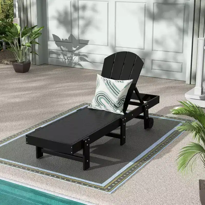 WestinTrends Malibu Adirondack Poly Reclining Chaise Lounge With Wheels