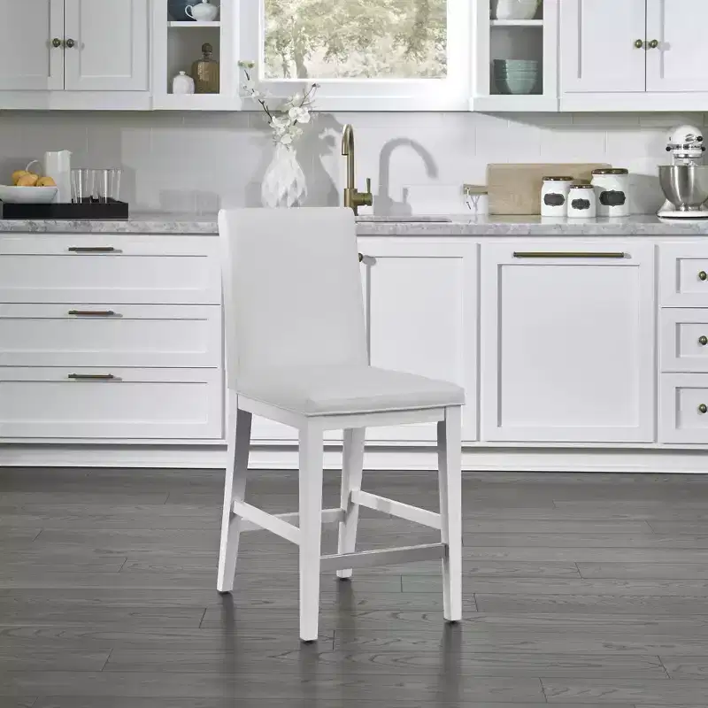 Linear Counter Height Barstool - White