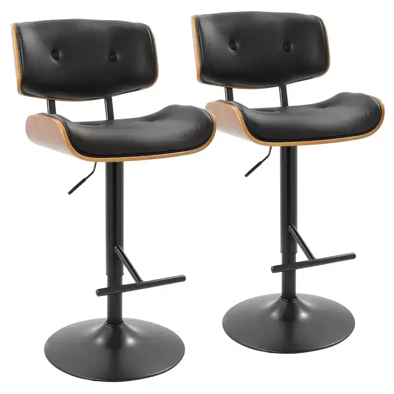 Set of 2 Lombardi Mid-Century Modern Adjustable Counter Height Barstool - Lumisource