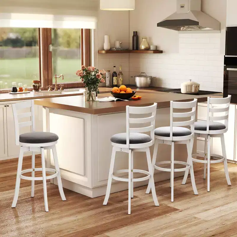 Costway 30.5'' Swivel Barstools Set of 4 w/Backrest & Upholstered Seat Footrest for Pub