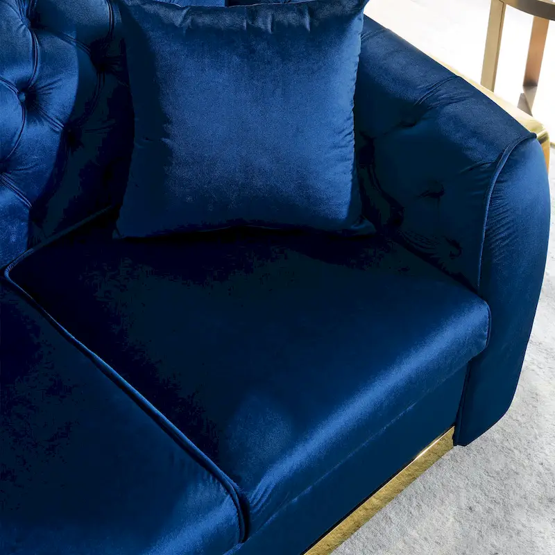 84 Luxury Chesterfield Velvet Sofa with Gold Trim