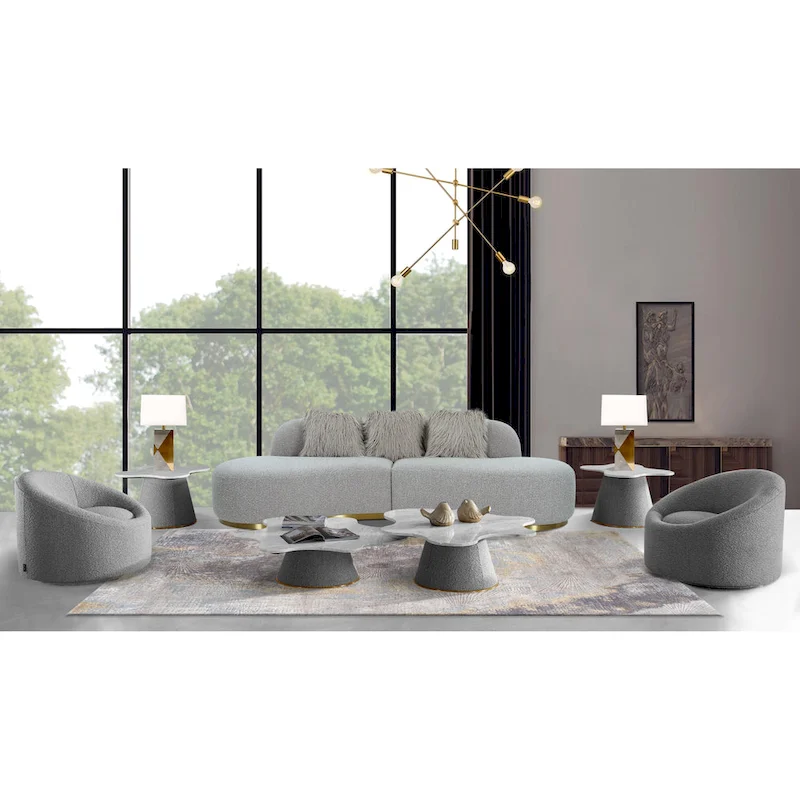 Pasargad Home Simona Curved Sofa with 3 Pillow Included