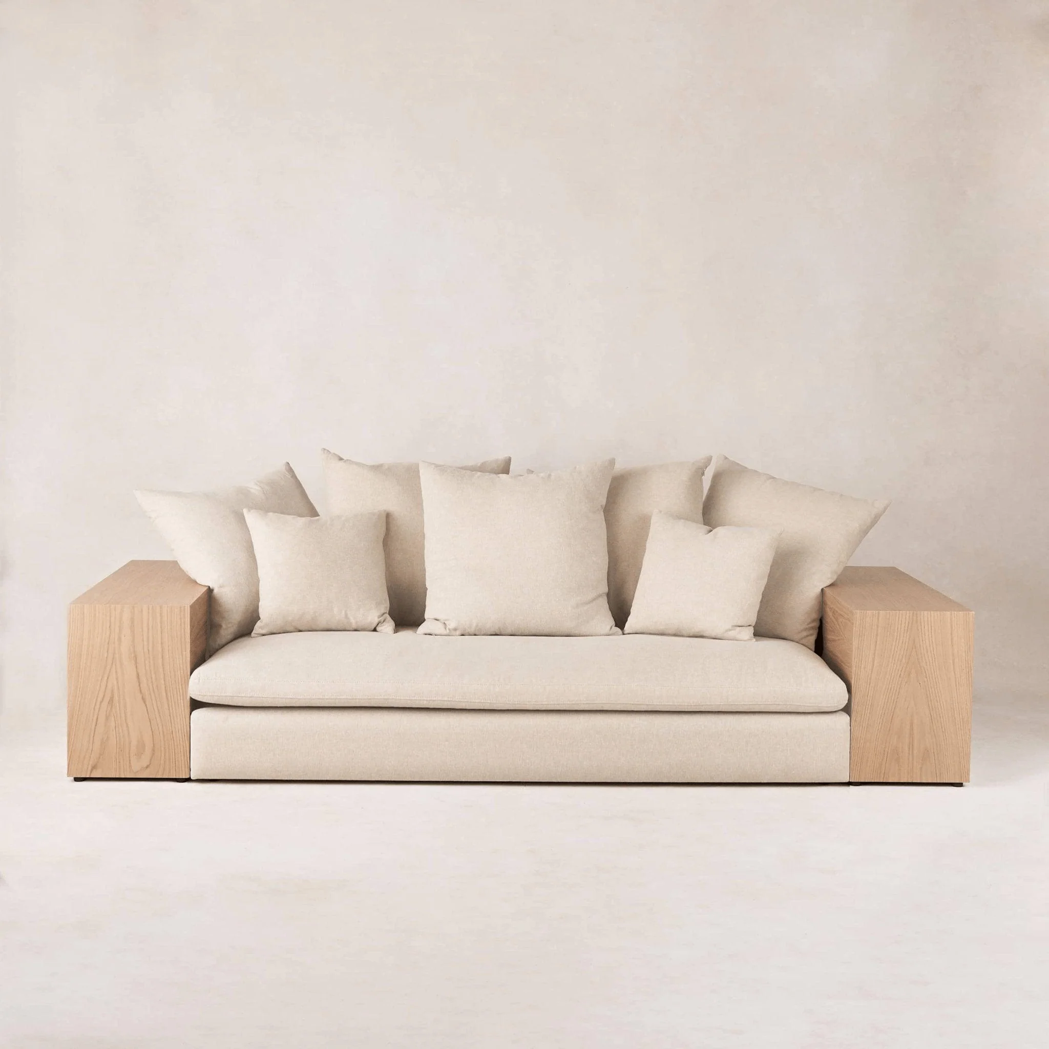 Sofa - The wood sides, representative of the mountain ranges that flank the valley, offer themselves as side tables for those looking for...