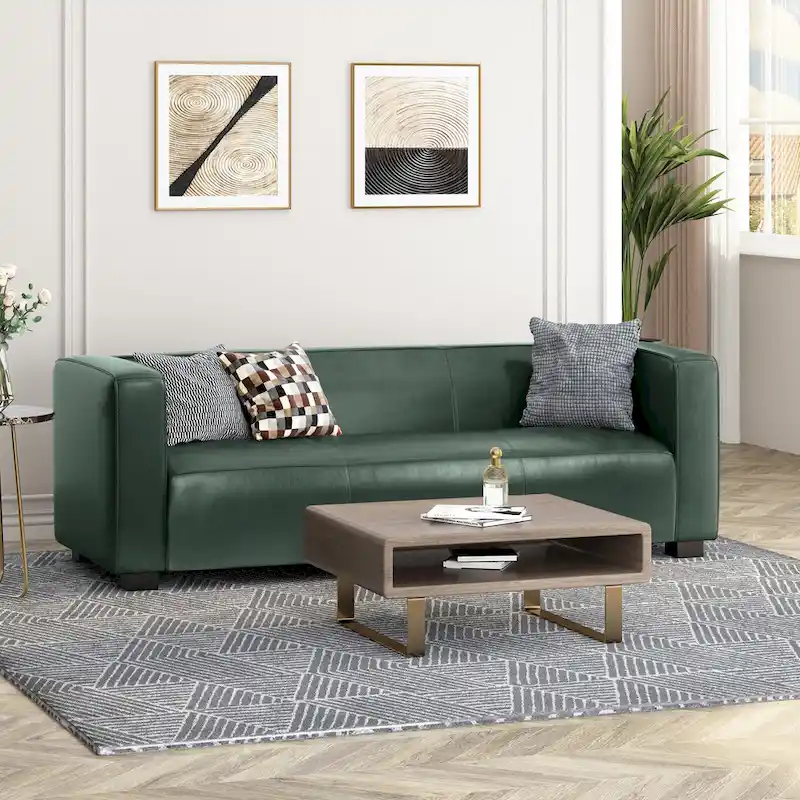 Goyette Faux Leather 3 Seater Sofa by Christopher Knight Home