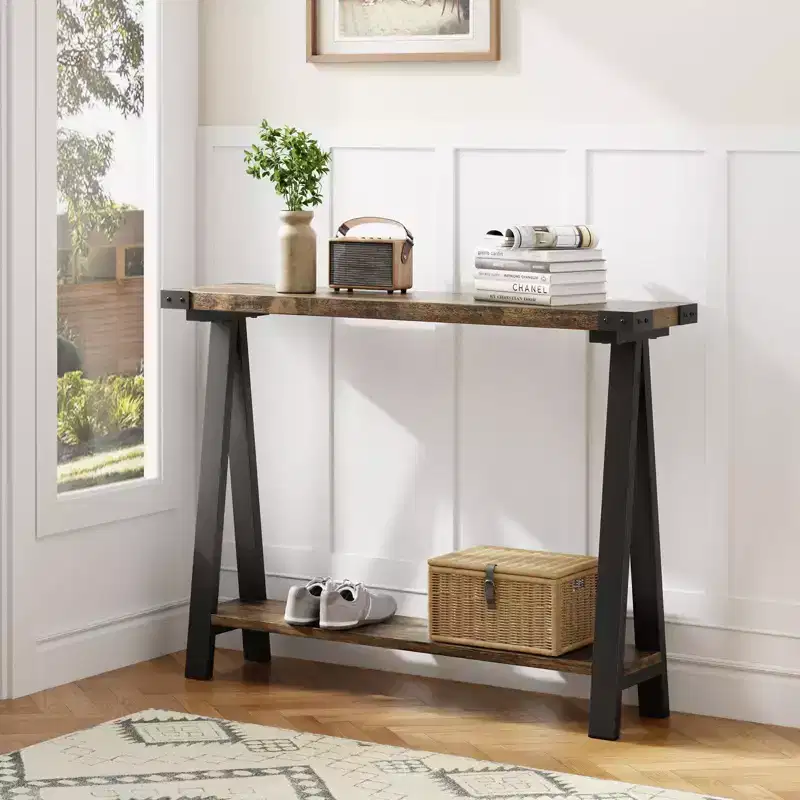 Console Table for Entryway, 2-Tier Entry Table with Storage, 43.3 Narrow Console Tables for Living Room, Small Hallway Table, Side Accent Table