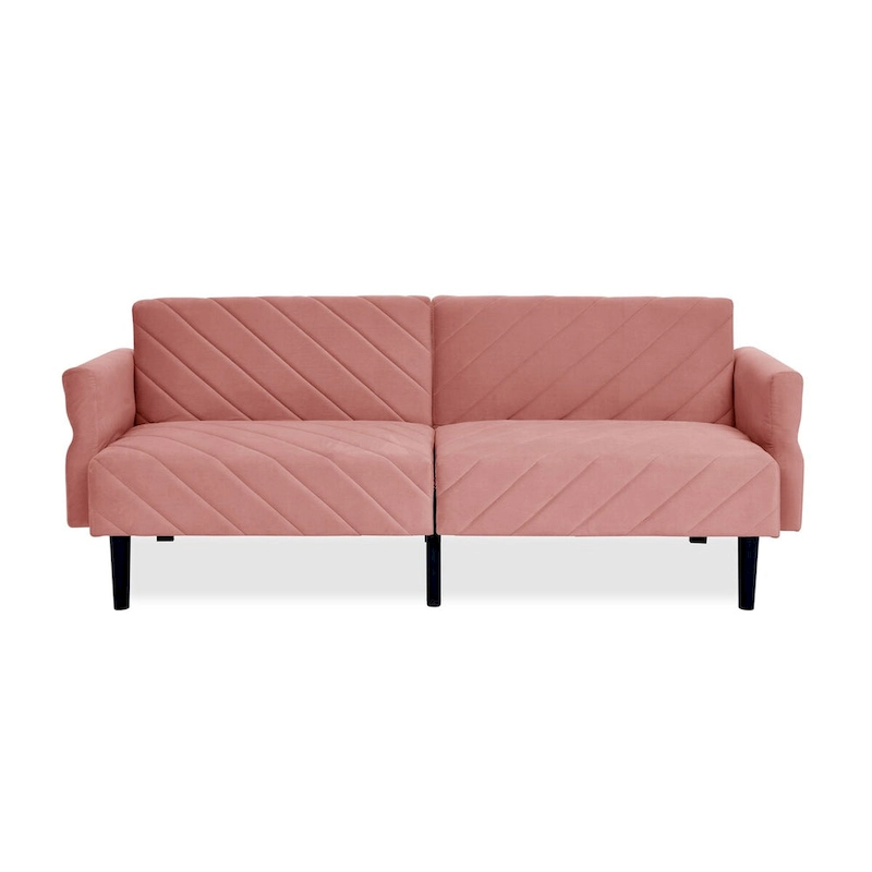 87 Velvet Convertible Folding Sofa Bed with Adjustable Armrests