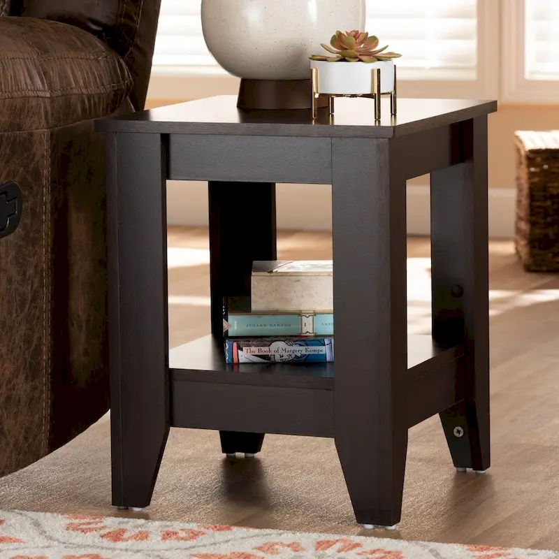 Dark Brown Wood End Table