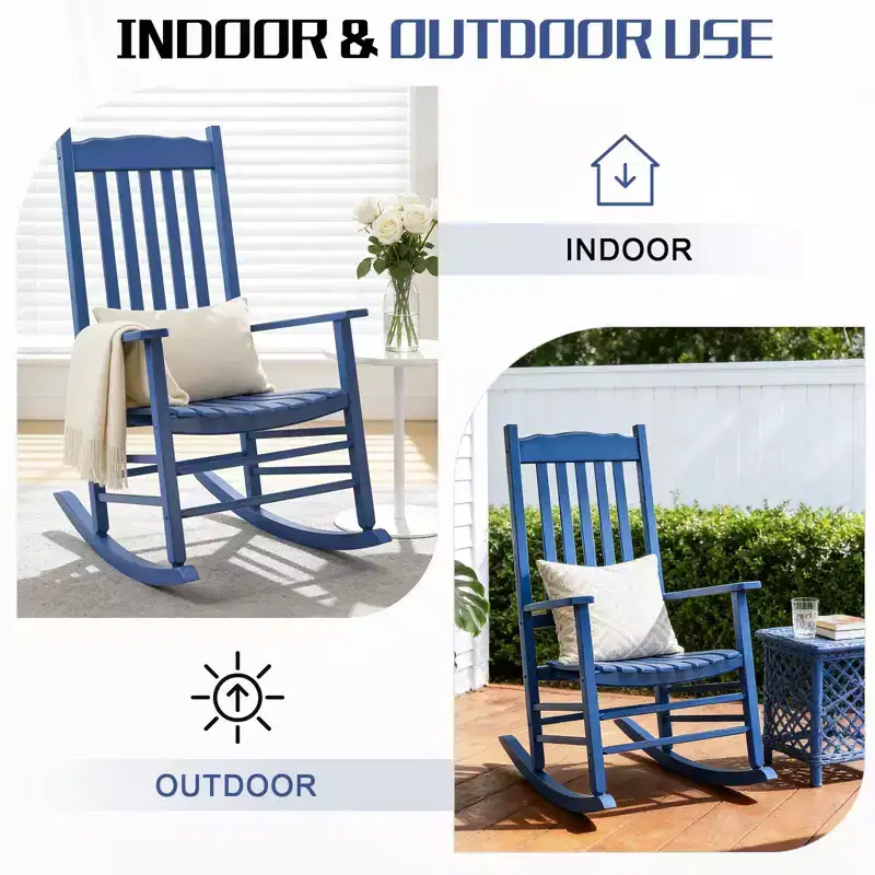 Karl Home | Classic Solid Wood Patio Rocking Chair (Set of 2)