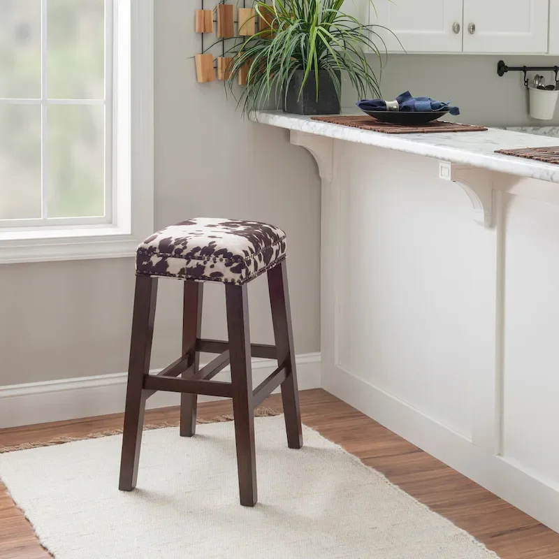 Ian Brown Cow Print Bar Stool