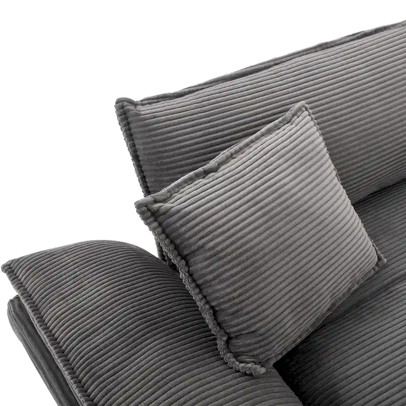 65.5 Upholstered 3-Seater Sofa Couch with Two Pillows and Sturdy Construction