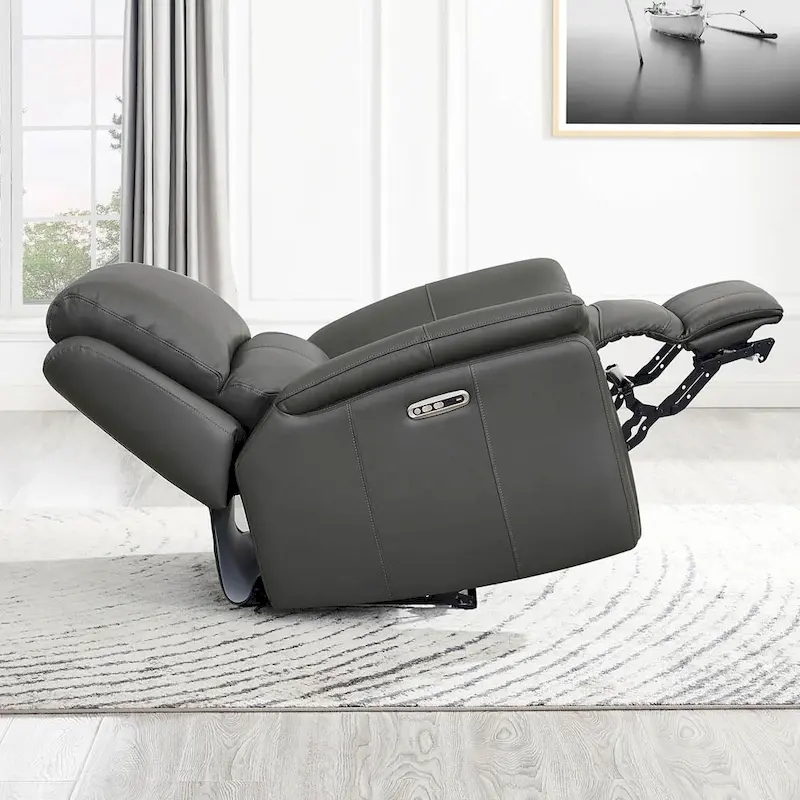 Hydeline Erindale Zero Gravity Power Recline and Headrest Top Grain Leather Sofa