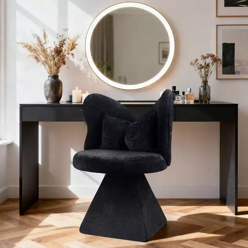 Whisen Elegant Vanity Chair with Butterfly Back, Modern Dressing Chair, Makeup Stool, Swivel Accent Chair Dining Chairs