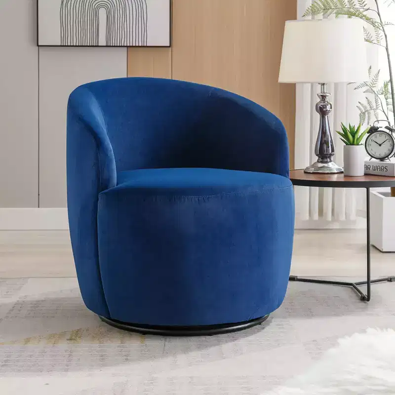360° Swivel Teddy Fabric Accent Chair with Armrests, High-Density Sponge, 250 lbs Capacity