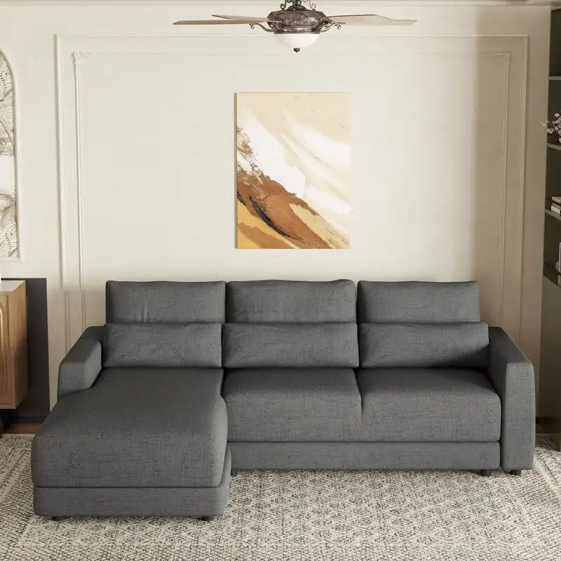 92.9W L-shaped Modular Sectional Sofa with Cushions and 3 Pillows