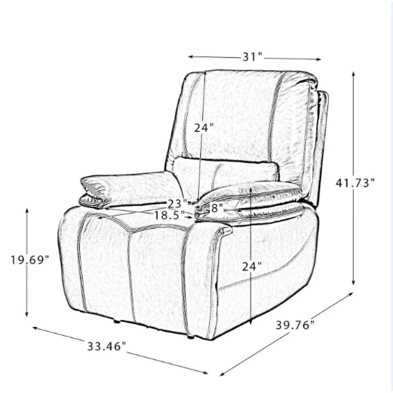 Clara Genuine Leather Power Recliner with Cushion Padded, Set of 2