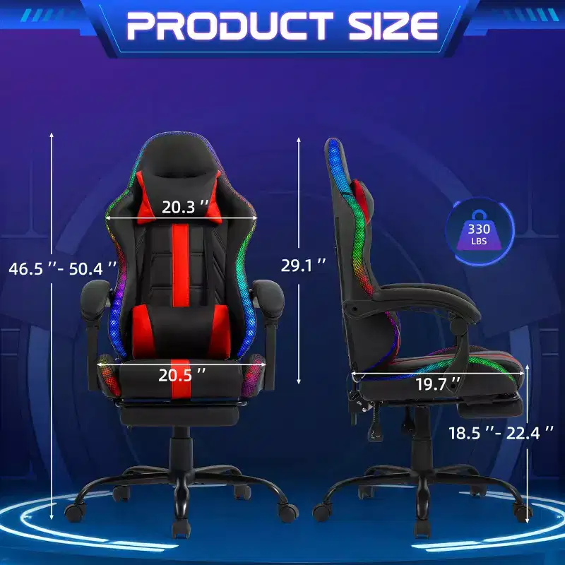 EROMMY Gaming Chair With Massager & Footrest