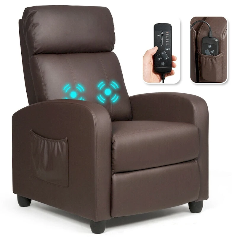 Gymax Massage Recliner Chair Single Sofa Padded Seat w/ Footrest