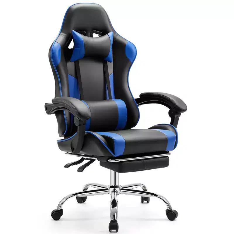 Ergonomic Gaming Chair with Footrest and Lumbar Support, Computer Chair with Headrest and Armrest, Rolling Chair for Study, Office
