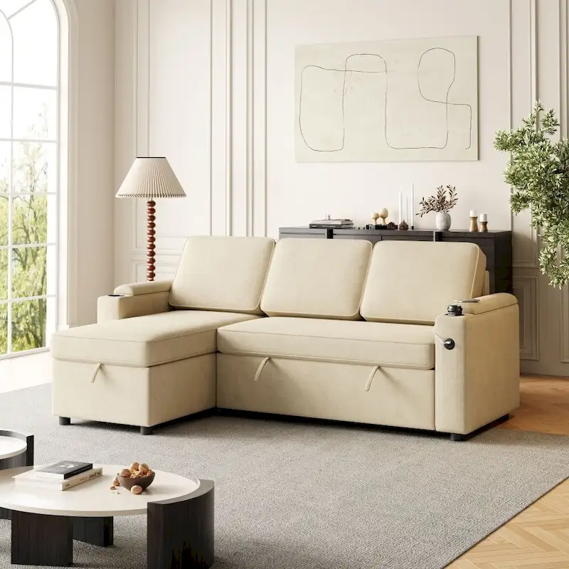 Sofa Sleeper with Pull Out Bed with Charging Port