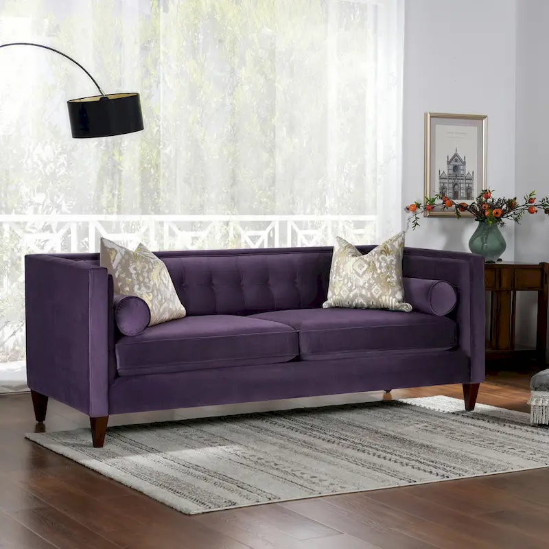 Jack 84 Mid-Century Modern Tuxedo Sofa with Bolster Pillows