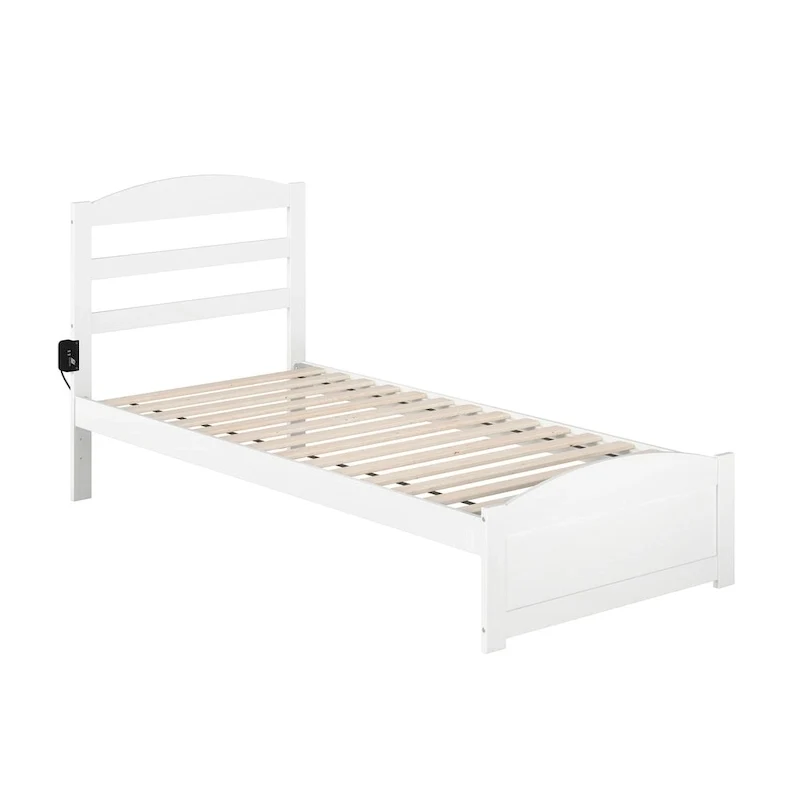 Solid Wood Platform Bed with Footboard