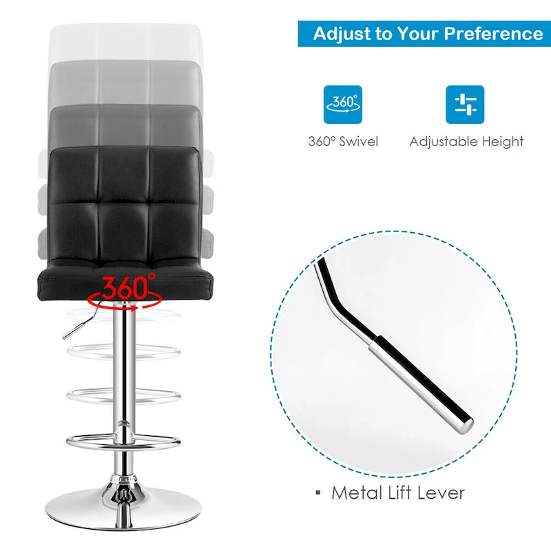 Gymax 3PCS Pub Table Set 24 Round Bar Table & 2 Adjustable Bar