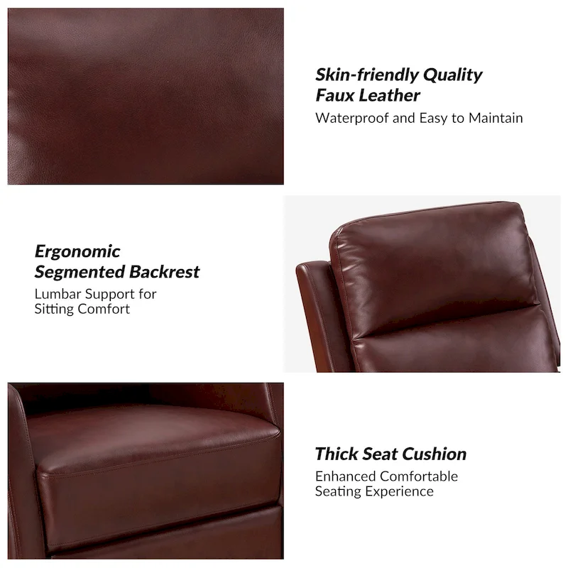 Esteban Modern Faux Leather Manual Rocking Swivel Recliner with Wingback Set of 2
