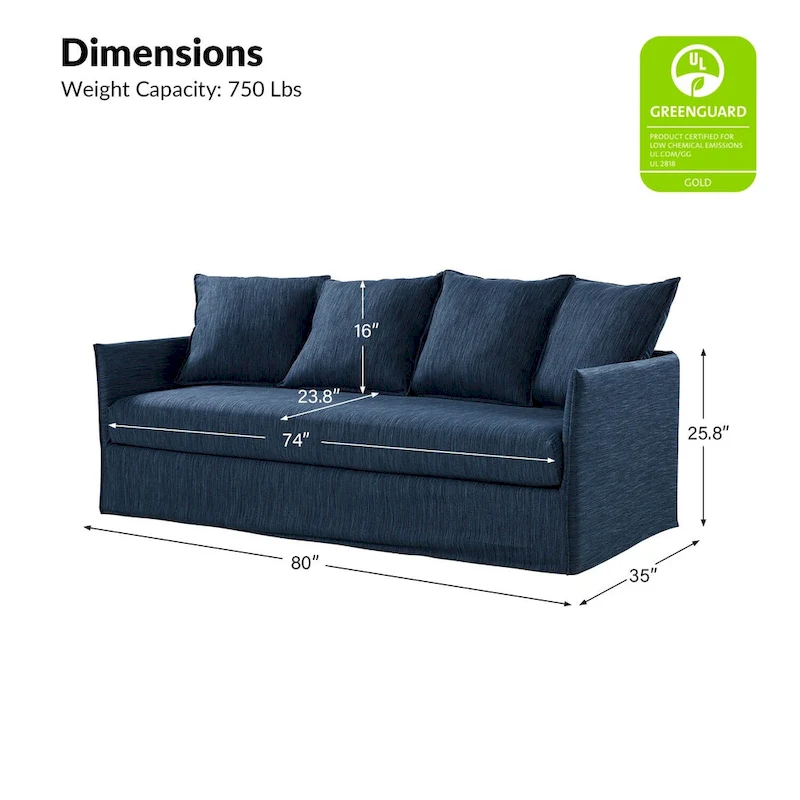 Gottfried 80 Slipcovered Sofa with Removable Cushions by HULALA HOME