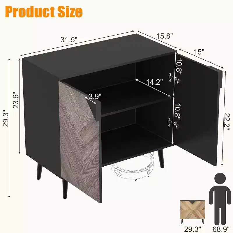 31.5 Inch Storage Cabinet w/Shelf & Doors, Modern Sideboard Buffet Cabinet w/Storage, Free Standing Accent Cabinet for Dining Room, Entryway