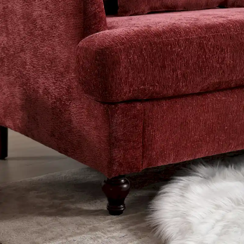 Red 68.9 Chenille 2-Seater Sofa with Detachable Cushions