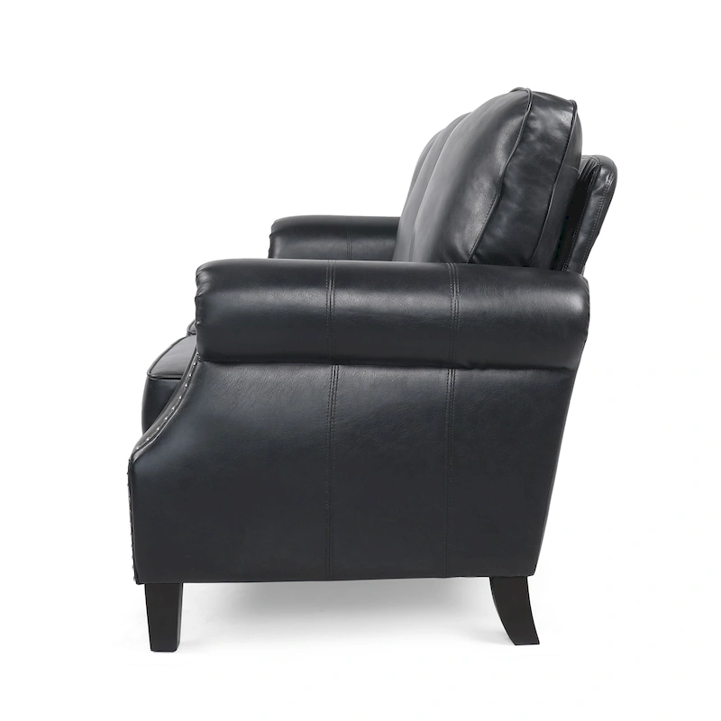Dowd Faux Leather 3 Seater Sofa with Nailhead Trim by Christopher Knight Home