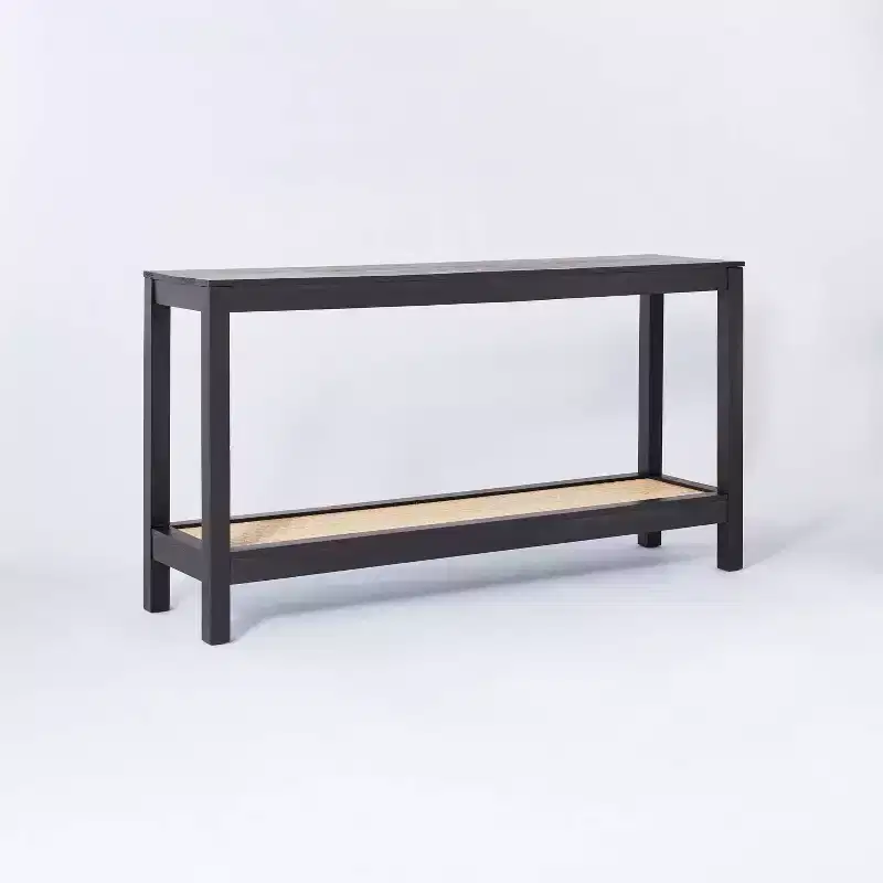 Console Table with Rattan Rattan Shelf Black - Threshold™ designed with Studio McGee