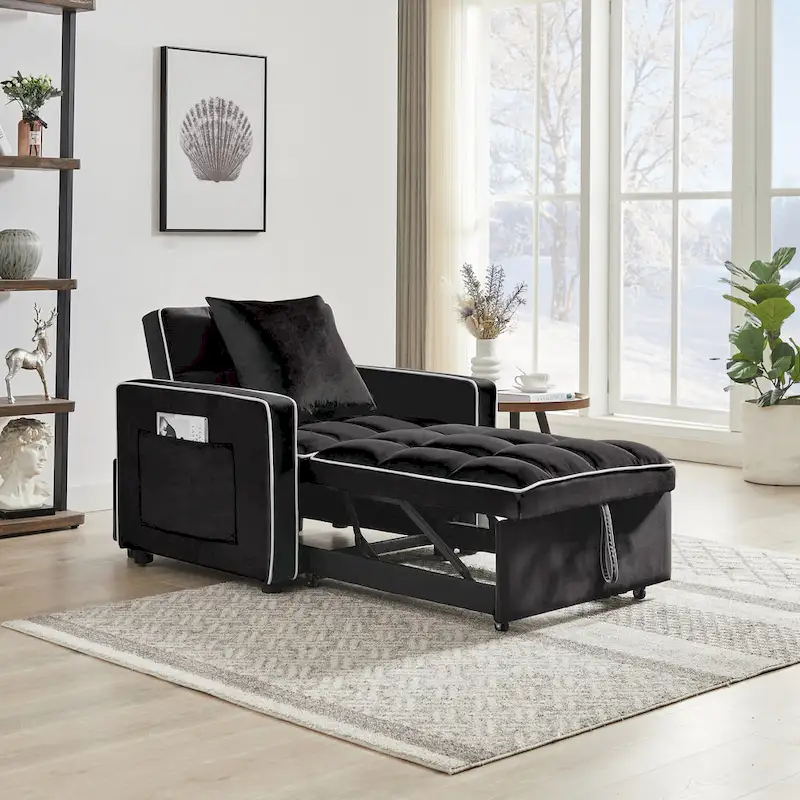 Three-in-One Folding Sofa Chair Bed with Adjustable Back - 33.85 x 35.43 x 31.10