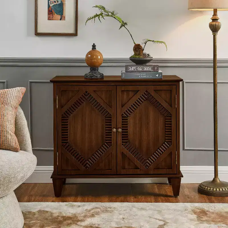 33.6in Retro Storage Cabinet, Entryway Cabinet with 2 Doors, Decorative Cabinet for Living Room, Hallway, Entryway