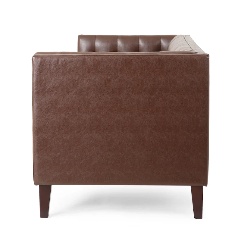 Pondway Faux Leather Tufted 3 Seater Sofa by Christopher Knight Home