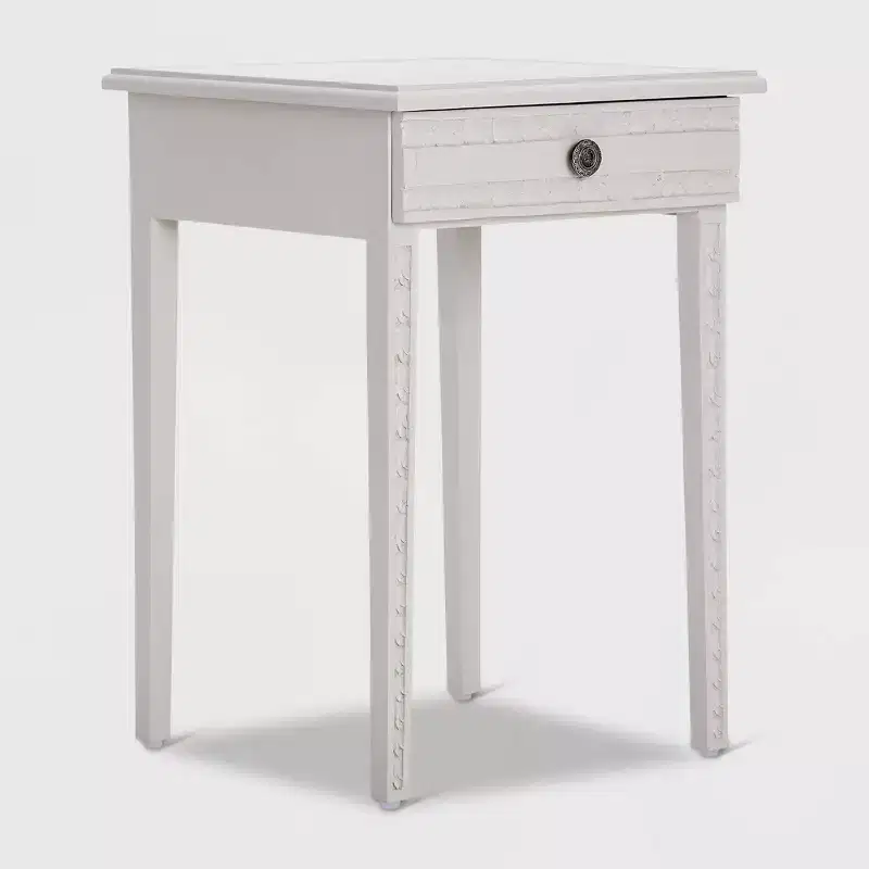 End Table Nightstand with Drawer Light Gray