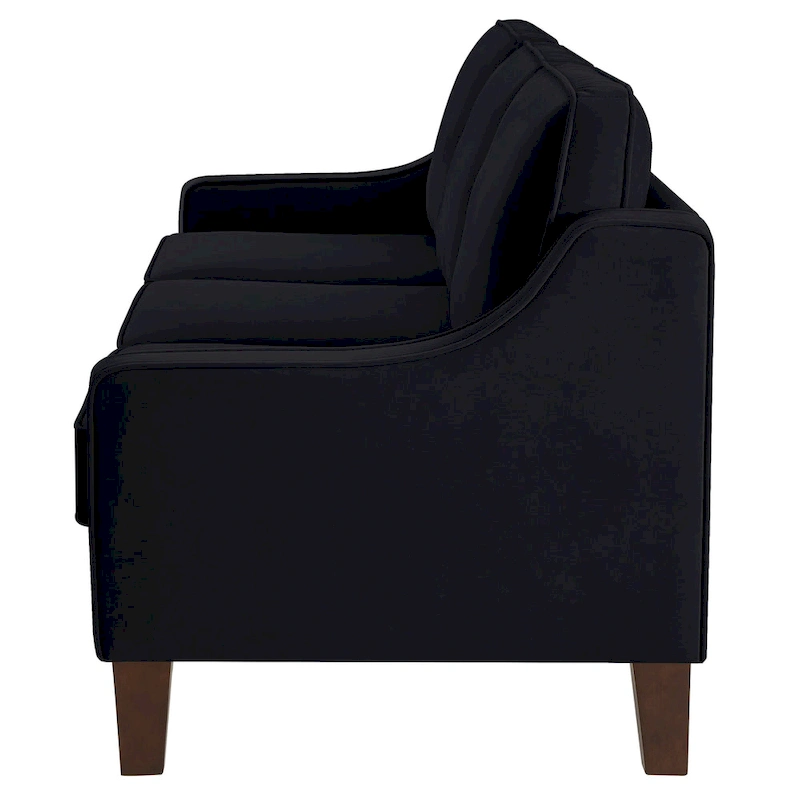 Modern 3-Seat Sofa Couch with Scooped Armrest and Wood Legs - 29.00 x 74.00 x 34.25