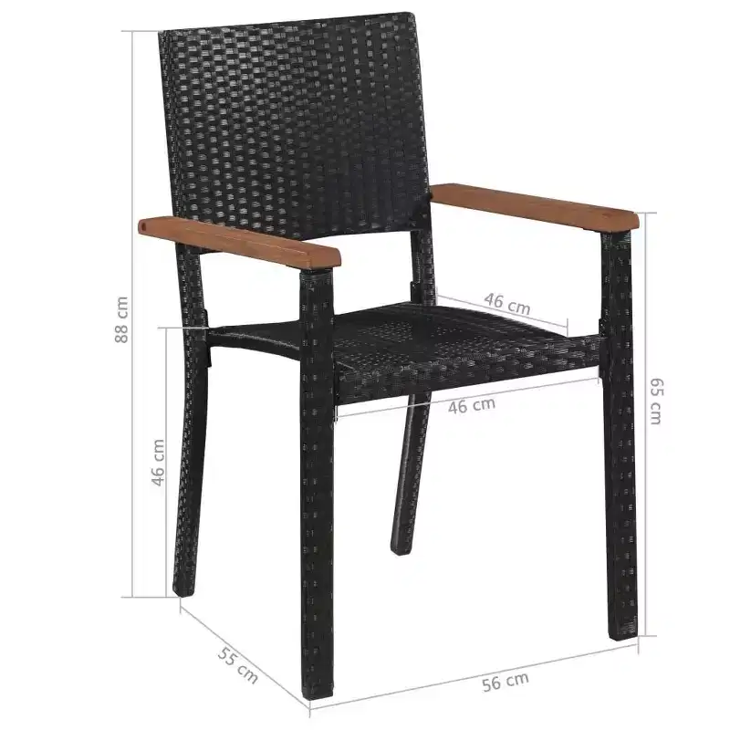 vidaXL Patio Chairs 2 pcs Poly Rattan Black