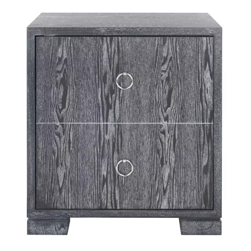 Lacquer Chest - Black Cerused Oak Nightstand