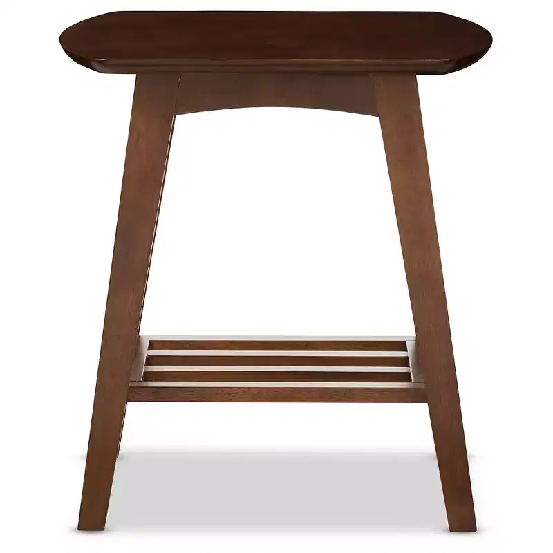 Sacramento Mid-century Modern Scandinavian Style End Table: Rubberwood Material, Angled Legs - Baxton Studio