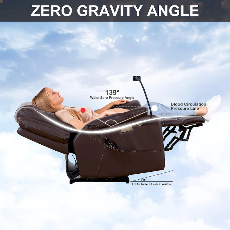 Christopher Knight Home - Liyasi Zero Gravity Power Recliner with Massage, Heating, USB Charging & Phone Holder