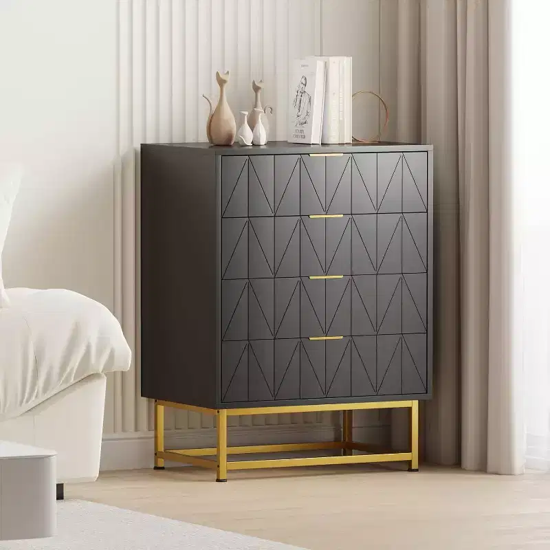 4-Drawer Storage Cabinet with Metal Handles